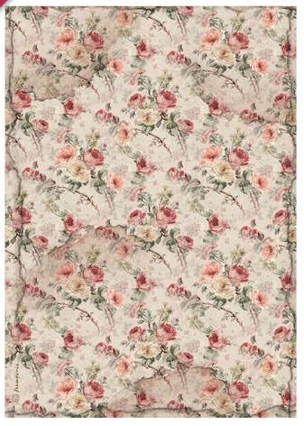 Stamperia Rice paper - House of Roses fabric