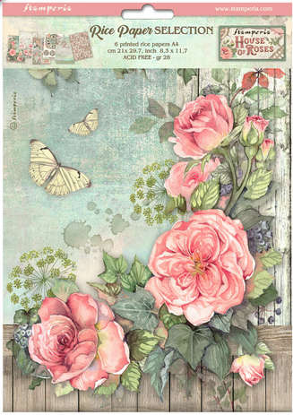 Stamperia Assorted Rice paper 6xA4 - House of Roses