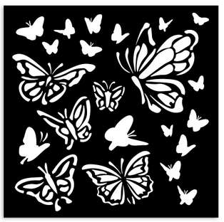 Stamperia Thick stencil 12X12 - House of Roses papillon