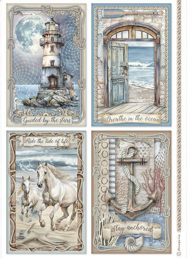 Stamperia Rice paper - Silent Sea 4 cards