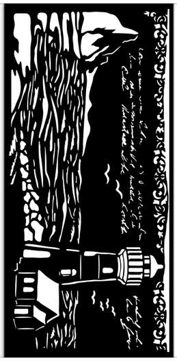 Stamperia Thick stencil 12X25 - Silent Sea lighthouse