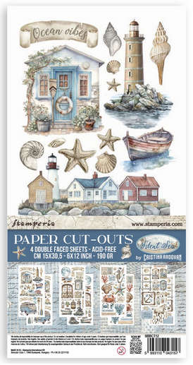 Stamperia Paper cut-outs Double Face - 4 sheets 15x30cm - Silent Sea