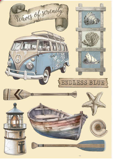 Stamperia Wooden Shapes A5 - Silent Sea Endless blue