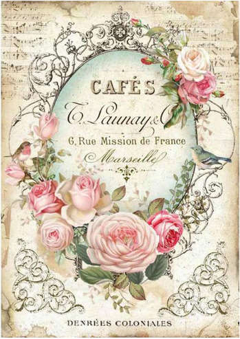 Stamperia Rice Paper - Tag with Rose