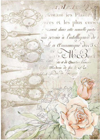Stamperia Rice Paper - Scissors & Roses