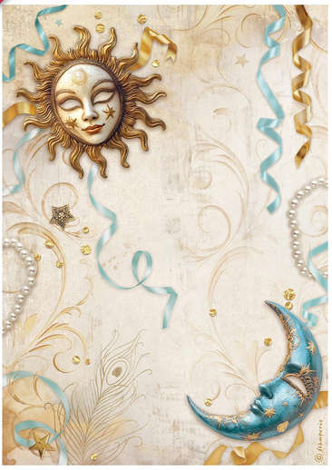 Stamperia Rice Paper - Masquerade sun and moon