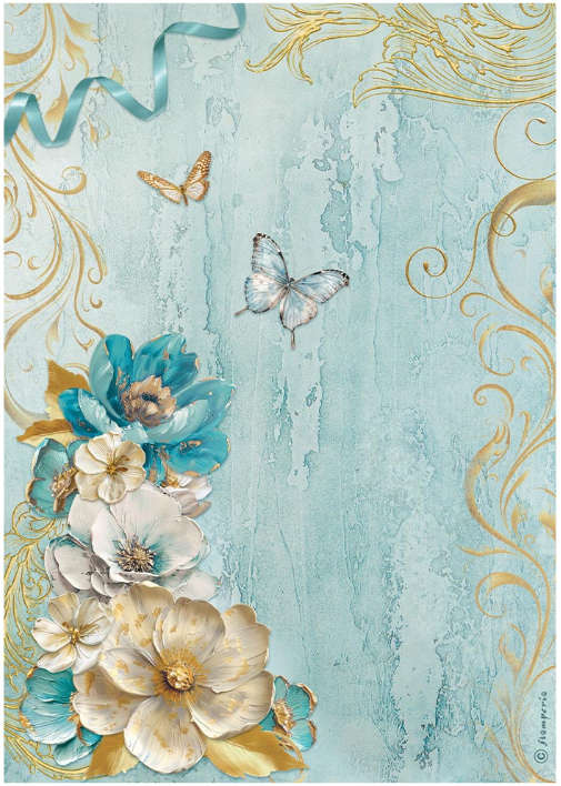 Stamperia Rice paper - Masquerade flowers corner