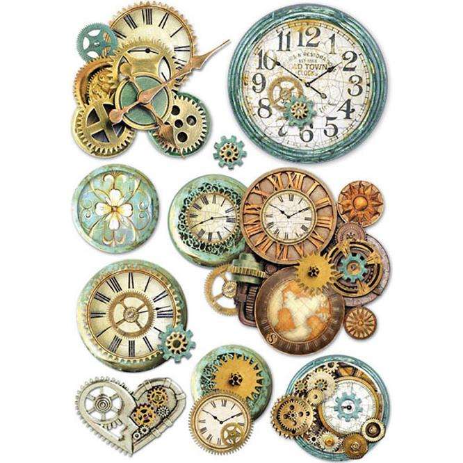 Stamperia Rice Paper - Gear Wheels & Clock