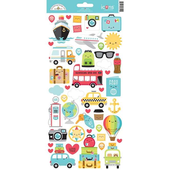 Doodlebug - I Heart Travel Stickers