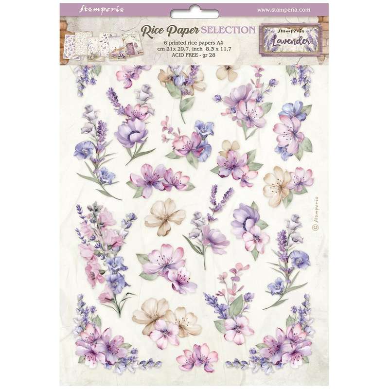 Stamperia Assorted Rice Paper - Lavender