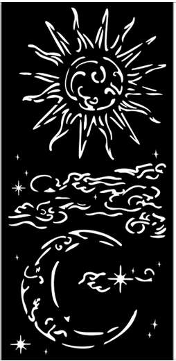 Stamperia Thick stencil 12X25 - Masquerade sun and moon