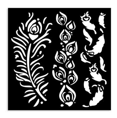 Stamperia Thick stencil 12X12 - Masquerade feathers