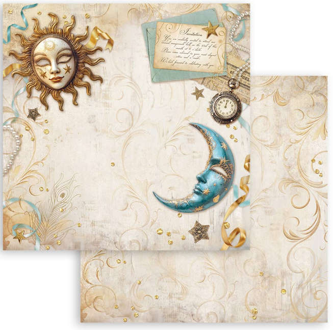 Stamperia sheet double - Masquerade sun and moon