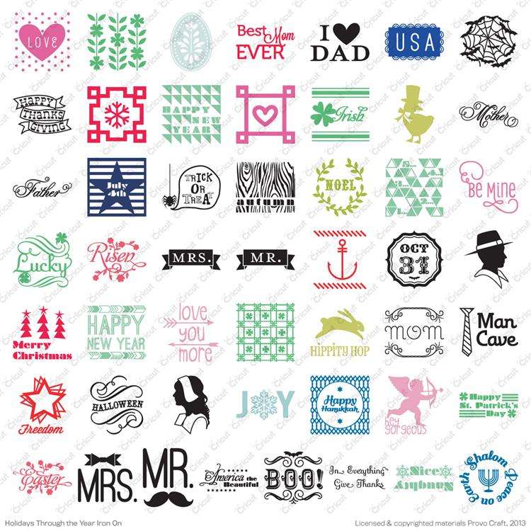Cricut Cartridge: Holidays through the Year Iron-on