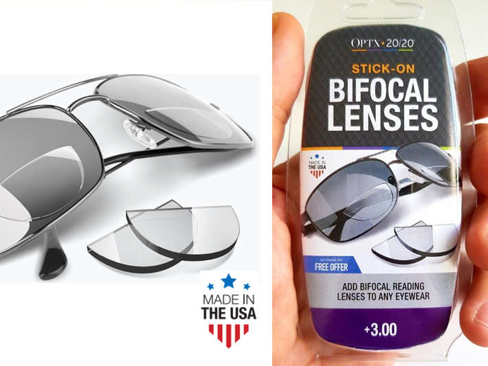Hydrotac Stick-On Bifocal Reading Lenses , +3.00