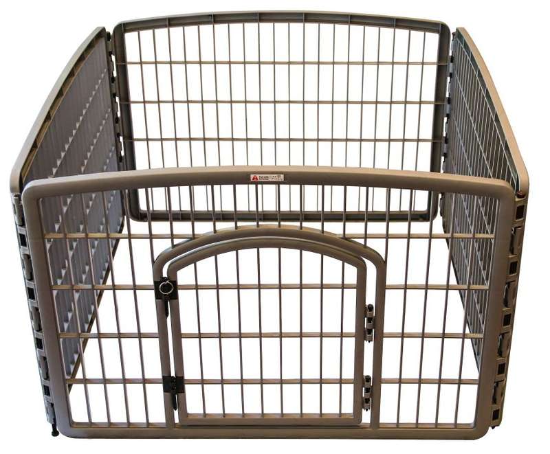 Grey pet playpen with gate [Plastic] - 5.40kg
