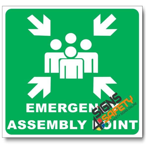 (GA26) Emergency Assembly Point Sign - 150mm * 150mm 0.9mm ABS Plastic