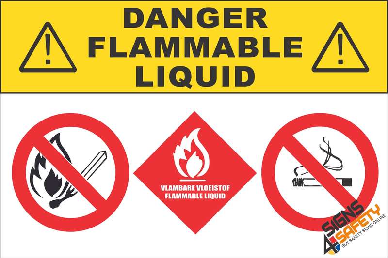 (G20) Danger Flammable Liquids Sign - 300mm * 200mm 0.9mm ABS Plastic