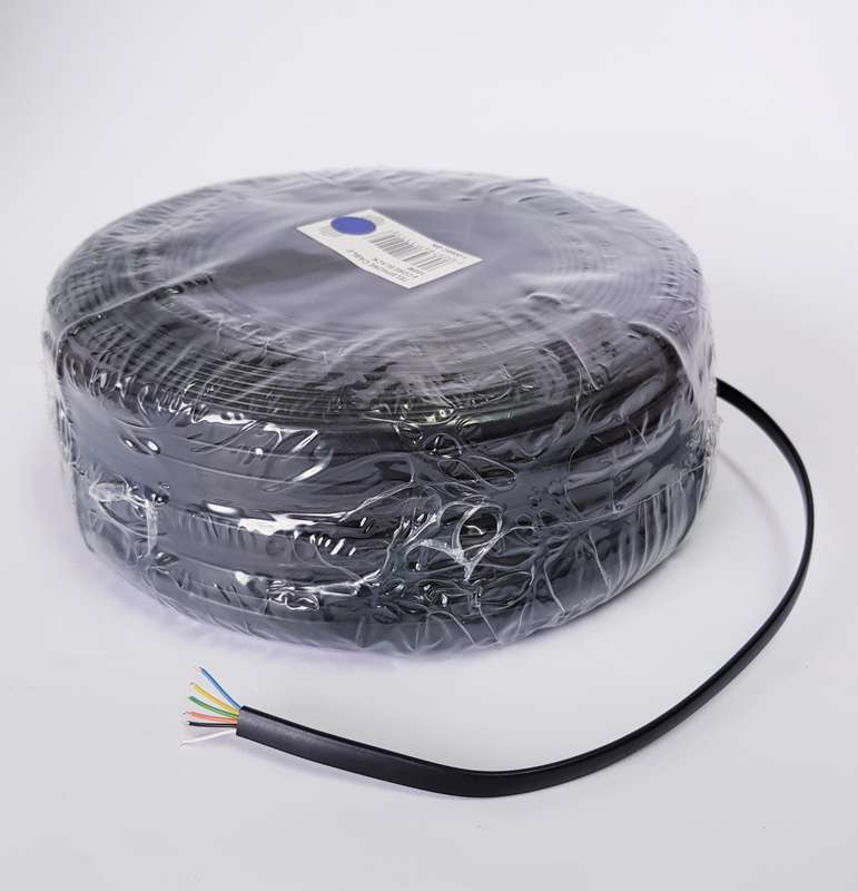 FLAT telephone FLEX CABLE (100M) 6 core BLACK colour jacket