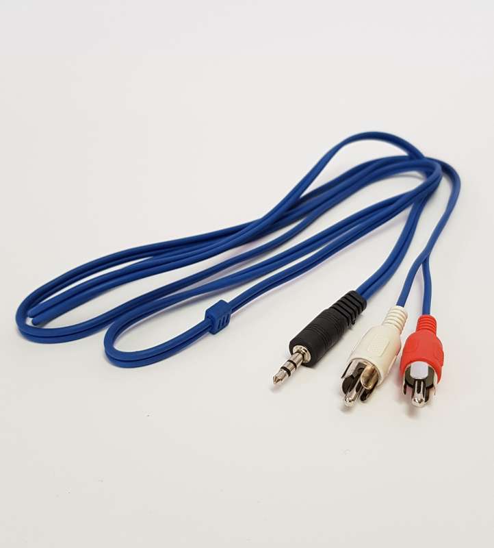 3.5mm STEREO male plug to  2 x RCA male plugs (1.5m) cable and SILVER plugs