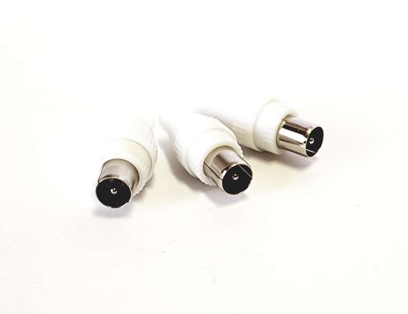 9.5mm Male TV Aerial Plug (White, 2-Pack)