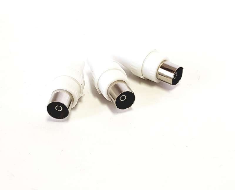 9.5mm Female TV Aerial Socket (White, 2-Pack)