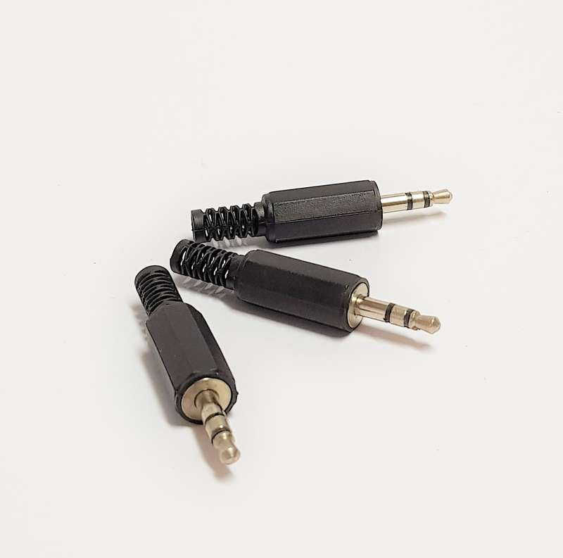 3.5mm Stereo Audio Plug  Black Plastic Housing (2-Pack)