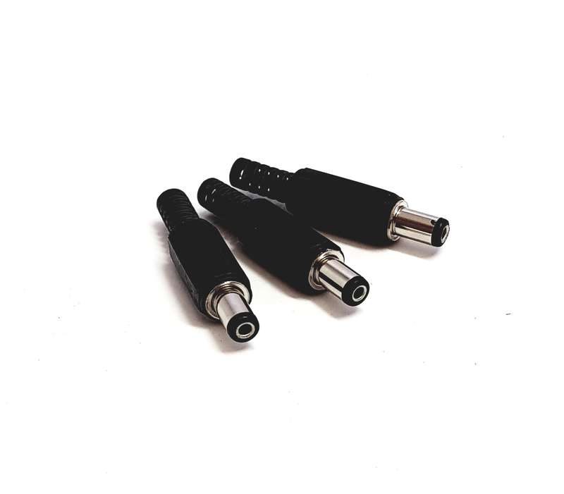 DC Power Plug (5.5mmx2.1mm) for CCTV (Black, 2-Pack)