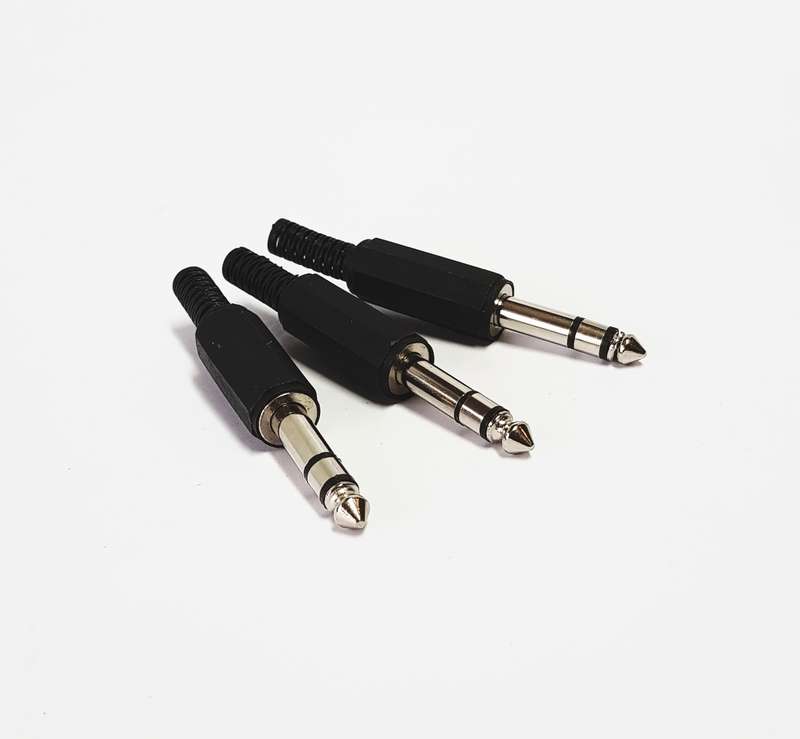 6.3mm STEREO PLUG PLASTIC BLACK