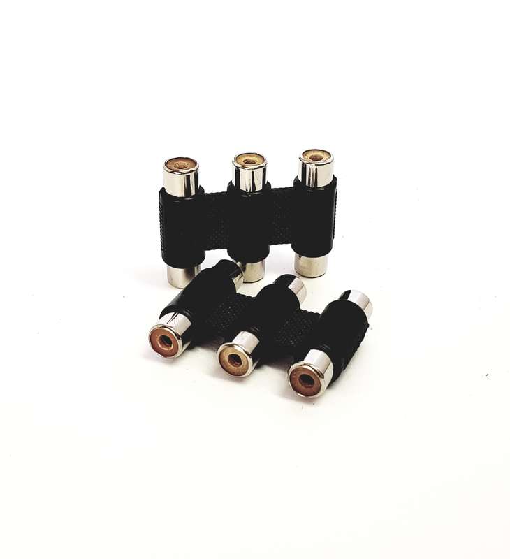 Adaptor coupler 3 x RCA to 3 x RCA female socket