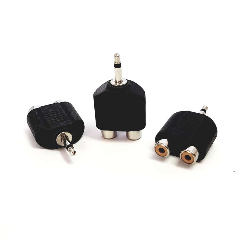 Adaptor 3.5mm MONO (Male) to 2 x RCA (Female)