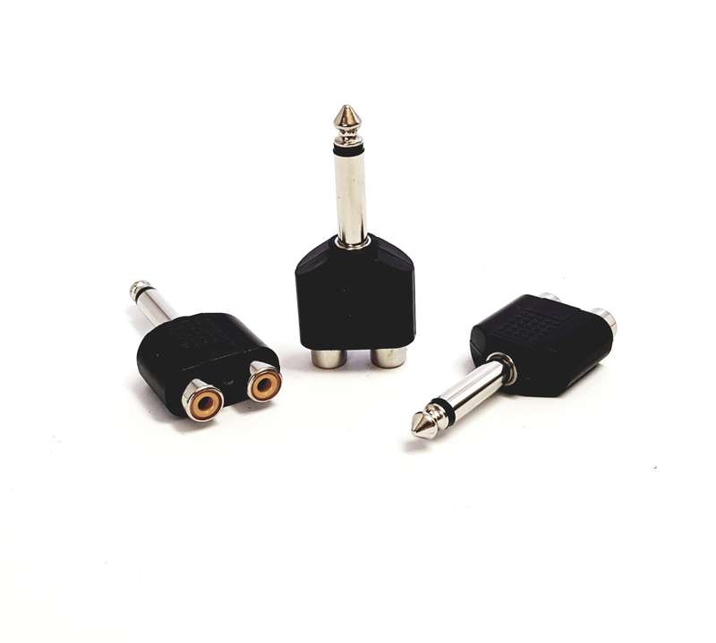 6.3mm Mono Male to Dual RCA Female Audio Adaptor
