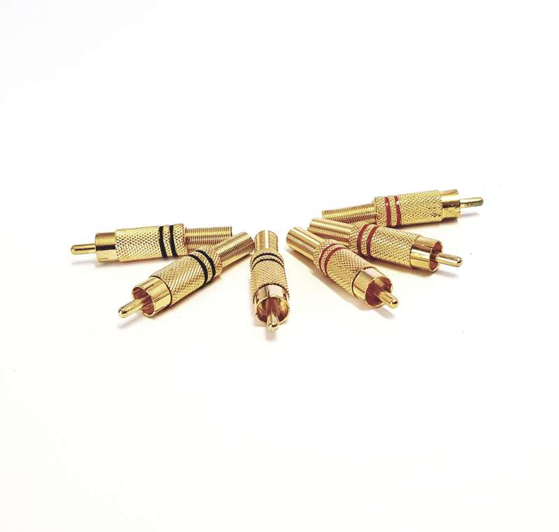 RCA Male Plug  Gold Plated Metal with Spring Tail