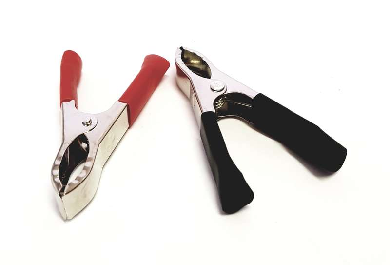 50A BATTERY CLIP (100mm) - RED/BLACK 2PCS