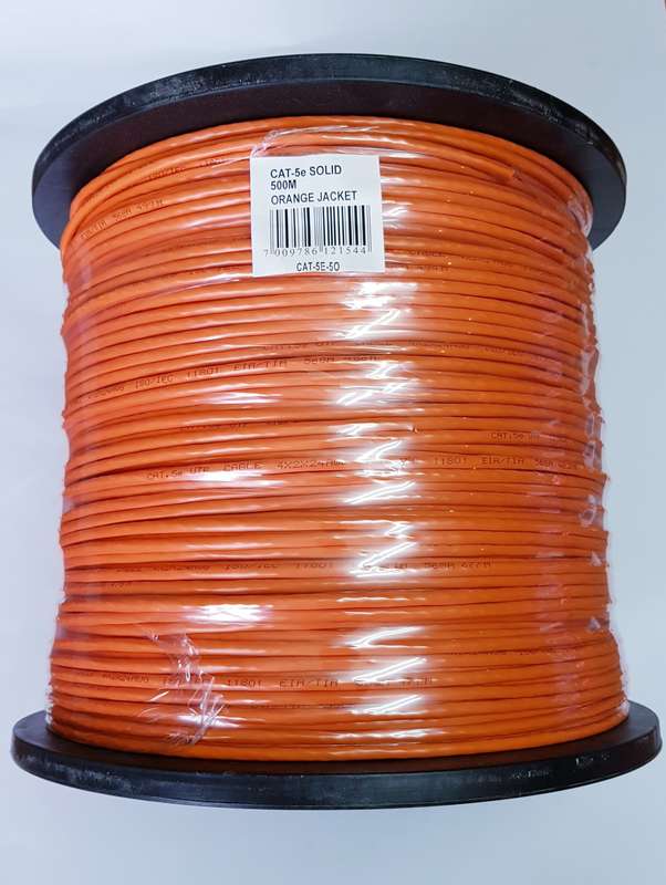 CAT 5E (500M) NETWORK CABLE 8C SOLID ORANGE COLOUR