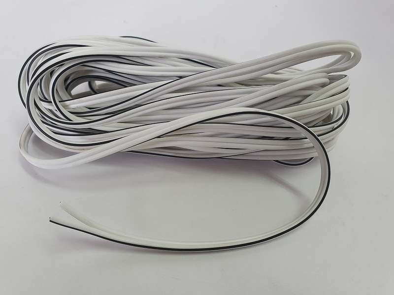 SPEAKER CABLE - WHITE with BLACK tracer line (5M) 0.5mm Ripcord