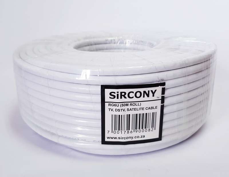 RG6U CABLE TV/ SAT COAXIAL (50M) WHITE 48 BRAID