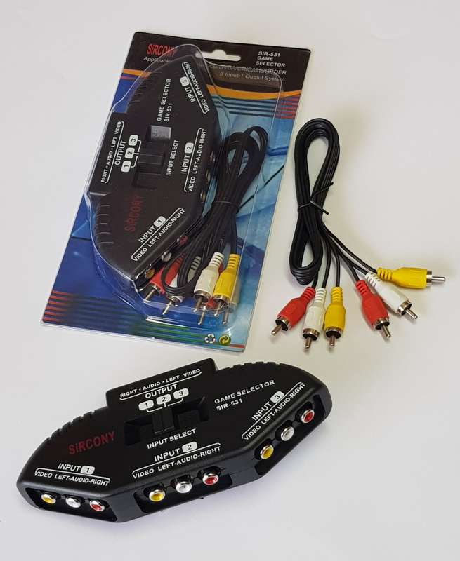 Game Selector DVD 3-Port RCA Switch, AV Selector &amp; Video RCA Splitter