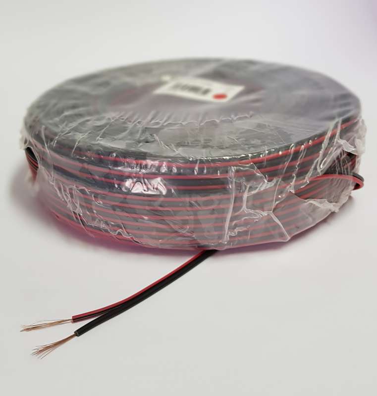 Speaker cable twin flex (100M) Red/ Black 0.3mm ripcord