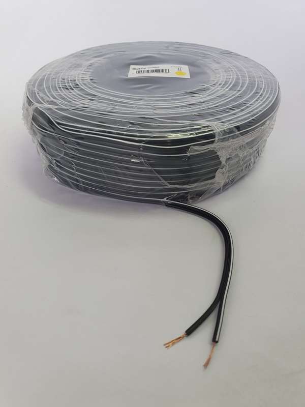 SPEAKER CABLE twin flex (100M) BLACK with WHITE TRACER 0.5mm ripcord