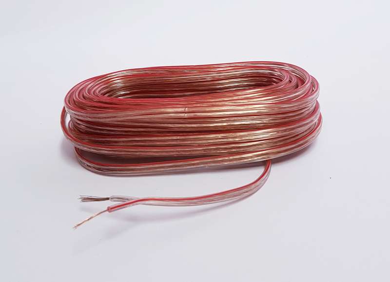SPEAKER CABLE - CLEAR WITH RED TRACER (5M) 0.5mm