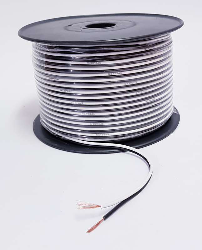 SPEAKER CABLE twin flex (100M) White/ Black 1.5mm ripcord