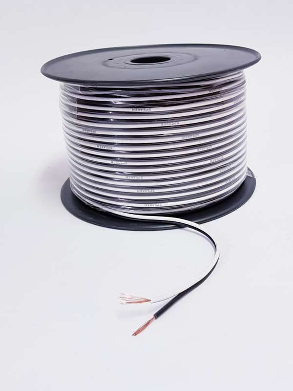 SPEAKER CABLE twin flex (100M) White/ Black 1mm ripcord