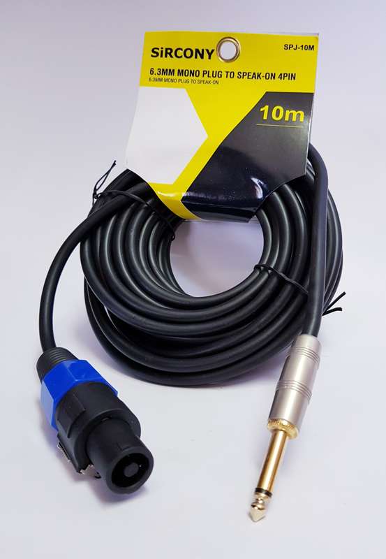 Speakon 4-Pin to 6.3mm Mono Metal Audio Cable (10m)