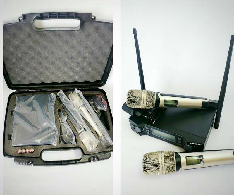 UHF WIRELESS/ CORDLESS DUAL HAND MICROPHONE SYSTEM WITH DIGITAL DISPLAY