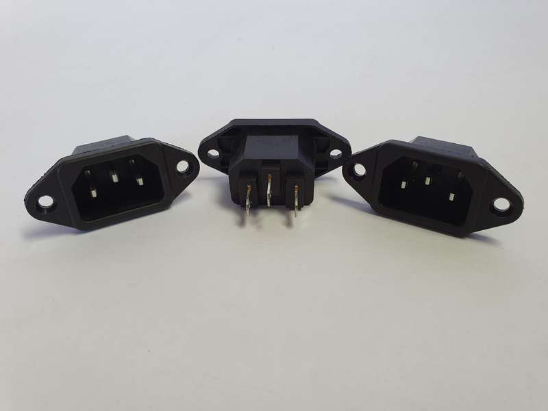 3pin IEC Connector MALE panel chassis mount