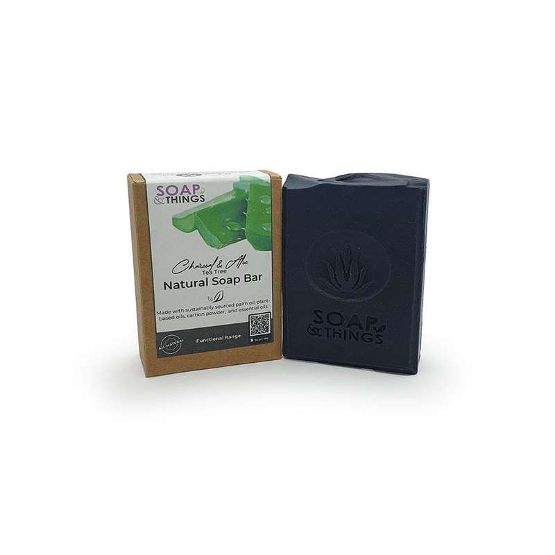 Charcoal & Aloe Soap Bar, Tea Tree Essential Oil Natural Handmade Soap