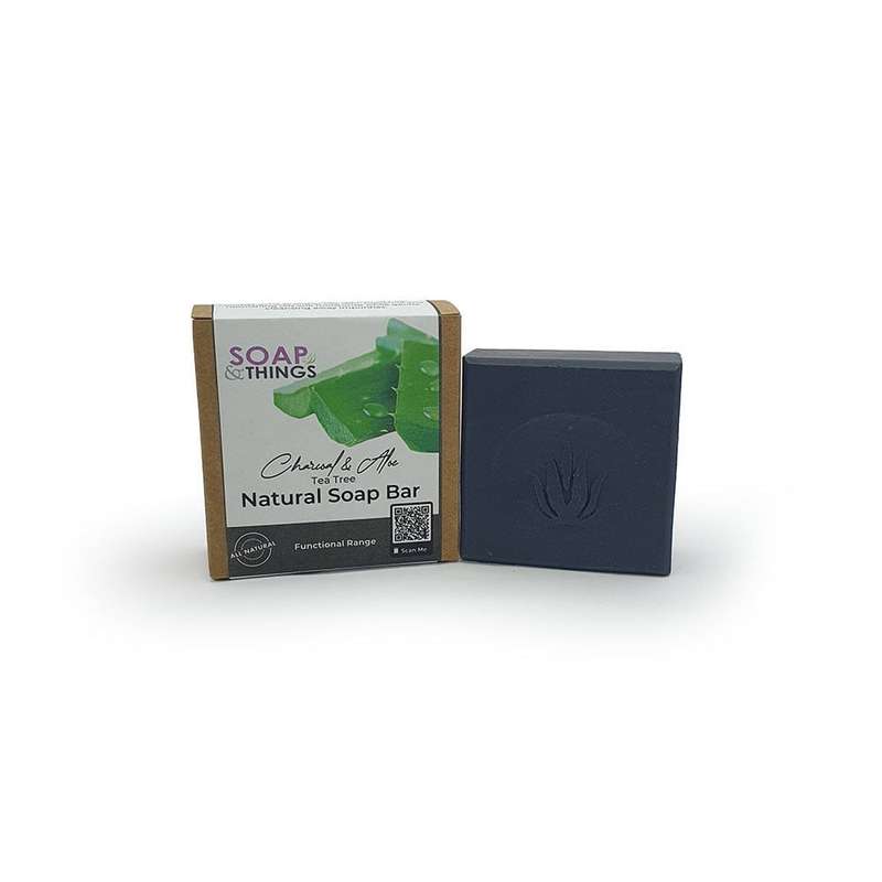 Charcoal & Aloe Soap Bar, Tea Tree Essential Oil Natural Handmade Soap