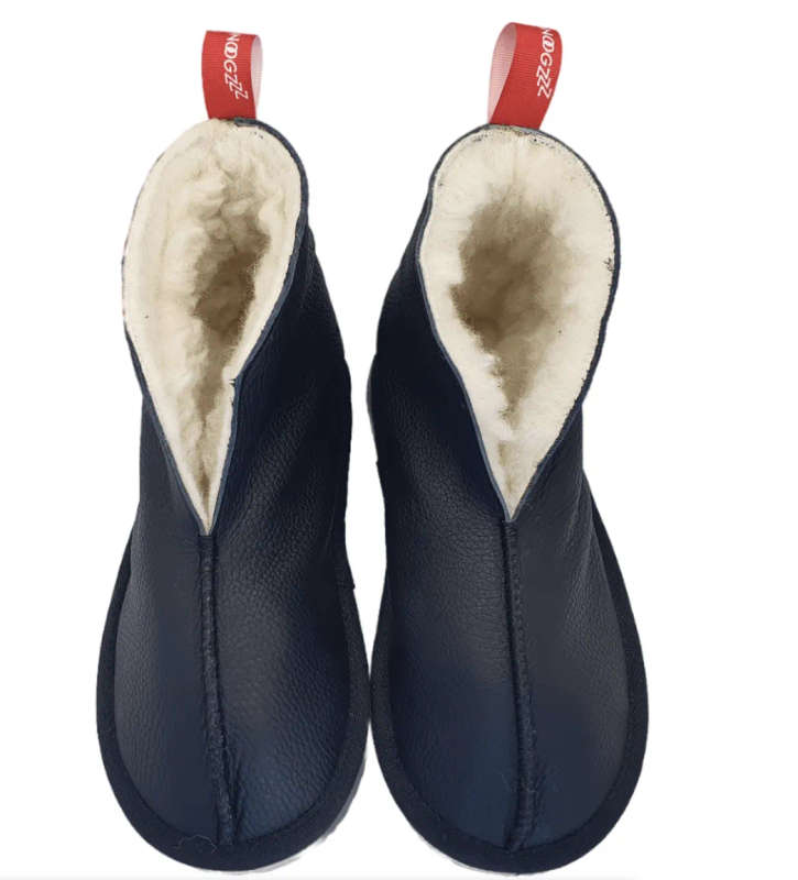 Snoogzzz Braangelina Genuine Sheep Wool Slippers Unisex - Black - Unisex UK 4