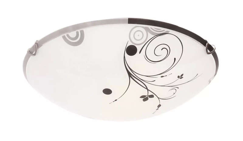 Floral Patterned Glass Ceiling Fitting with Chrome Clips - Large - CF637 (New, packaging damaged)